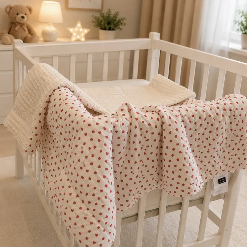 Детский плед №047 Poplin Waffle 01 Little hearts