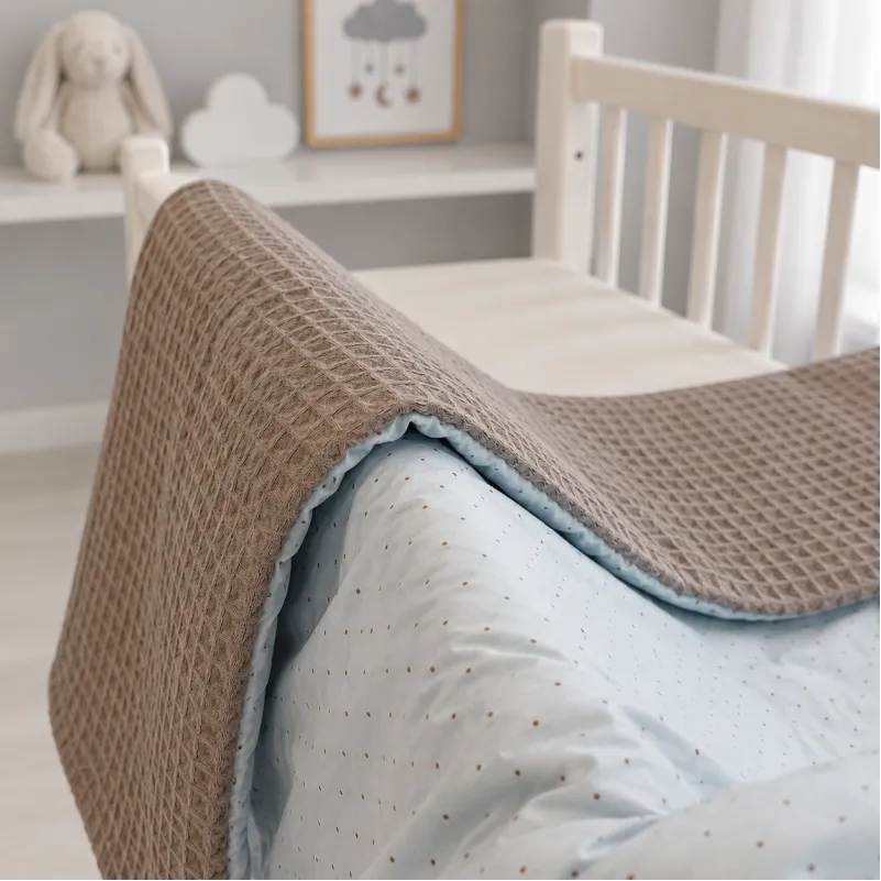 Дитячий плед №043 Poplin Waffle 09 Sleeping animals - 3