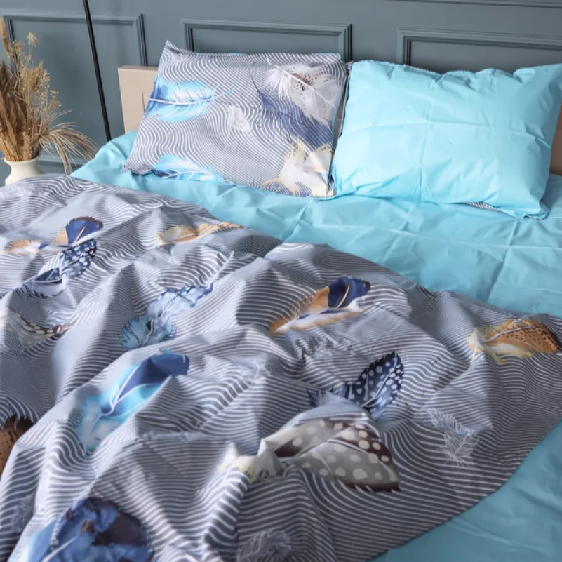 Пододеяльник Бязь 17-0743 Blue Feathers - 2