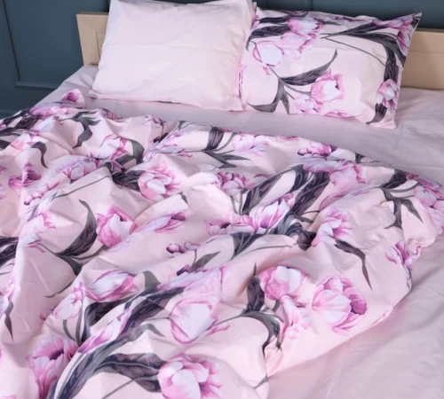 Комплект постільної білизни Бязь 17-0744 Pink Tulips