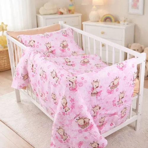Комплект постельного белья Ranforce Elite LITTLE KIDS 17-0923 Tiny Giraffes pink