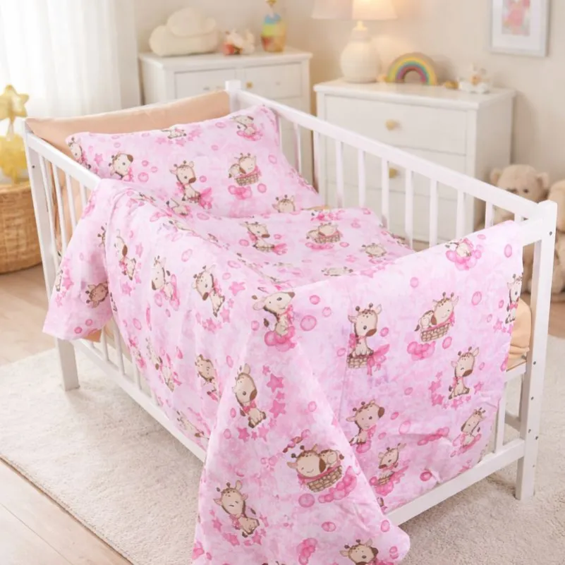 Комплект постельного белья Ranforce Elite LITTLE KIDS 17-0923 Tiny Giraffes pink