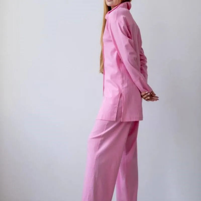 Женский домашний костюм Лен "Alessia" pink - 1