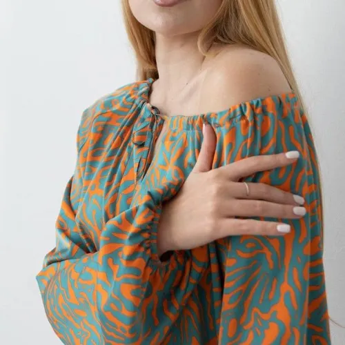 Жіночий домашній костюм шовк Армані "Anne" orange - 4