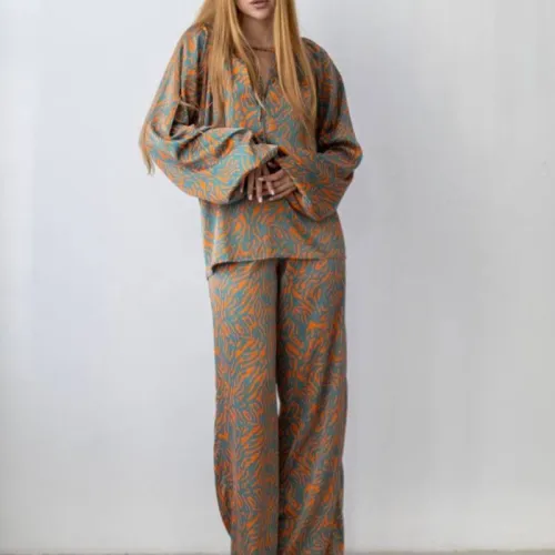 Жіночий домашній костюм шовк Армані "Anne" orange - 3