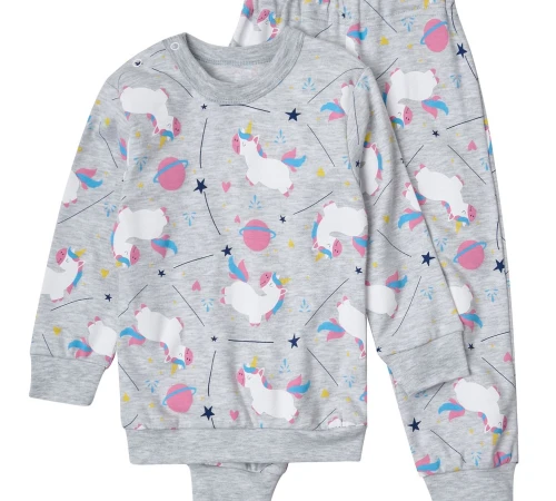  Пижама детская (свитшот + штаны) "Dreams" unicorn gray
