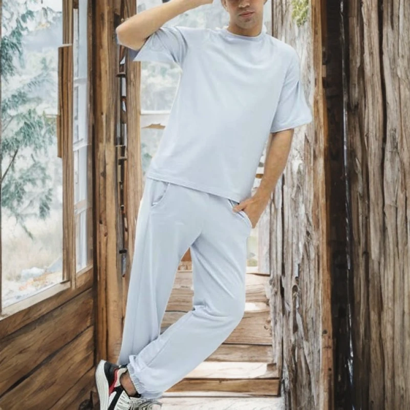 Мужской домашний костюм (футболка+штаны) "Matteo" blue - 1