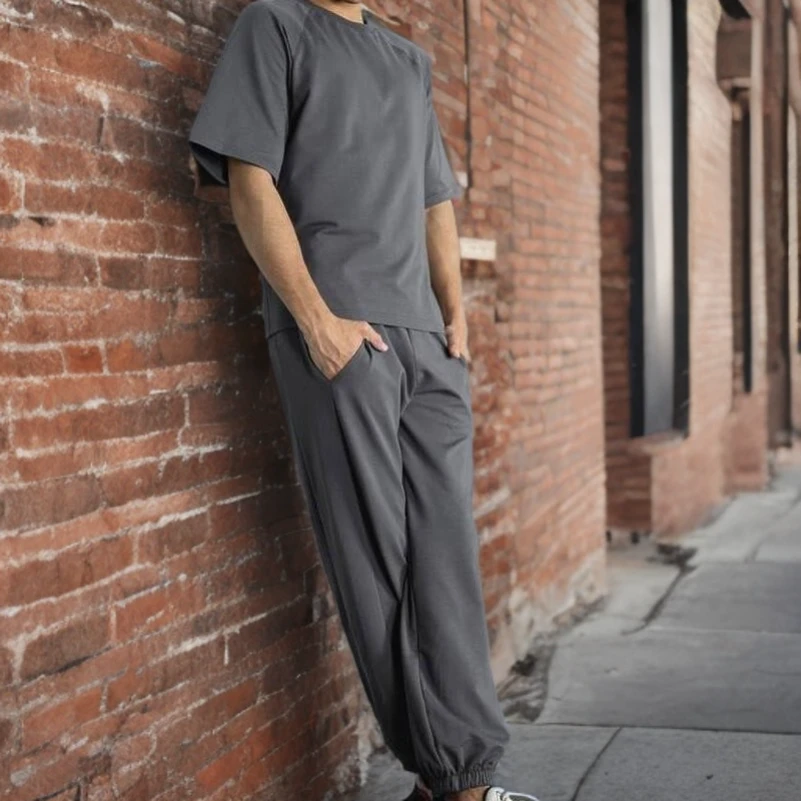 Мужской домашний костюм (футболка+штаны) "Matteo" gray - 1