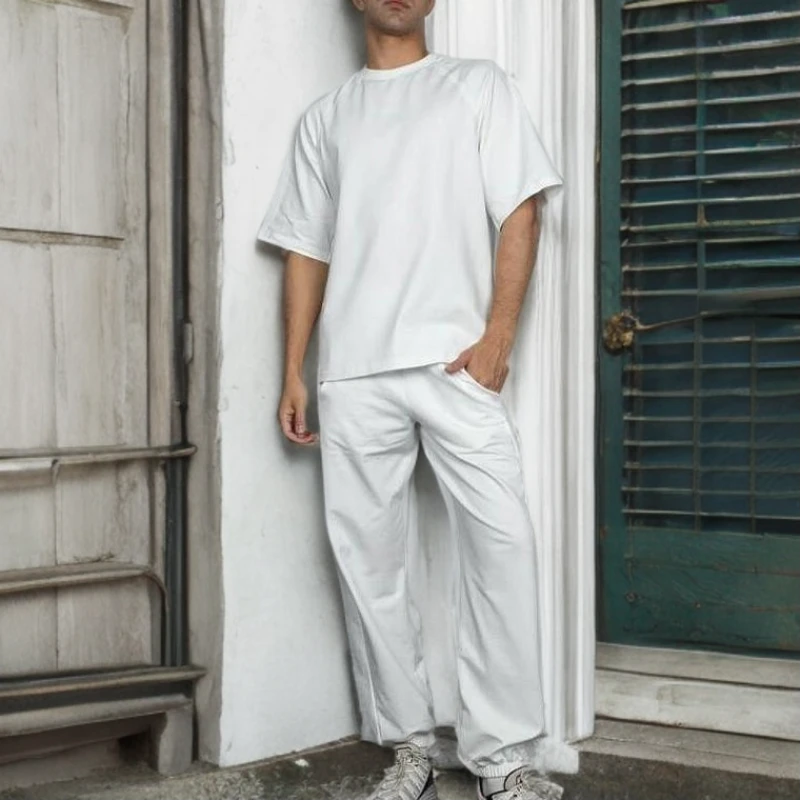 Мужской домашний костюм (футболка+штаны) "Matteo" white - 1