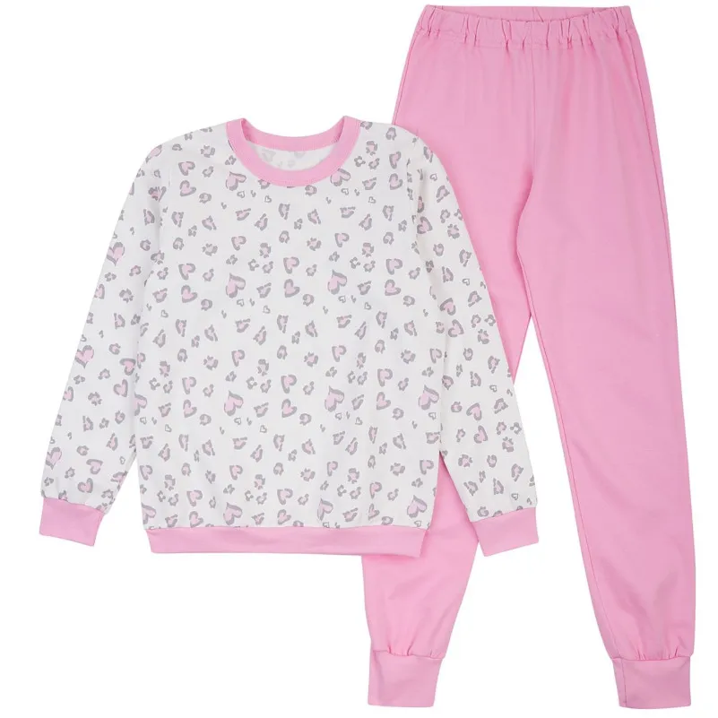 Пижама детская утепленная для девочек (свитшот + брюки) "Mia" dark pink