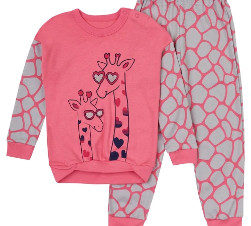 Пижама детская для девочек (свитшот + штаны) "Olivia" giraffe gray