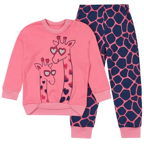 Пижама детская для девочек (свитшот + штаны) "Olivia" giraffe indigo