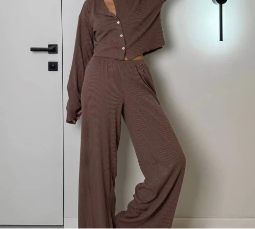 Пижама женская "Ribbed brown" трикотаж