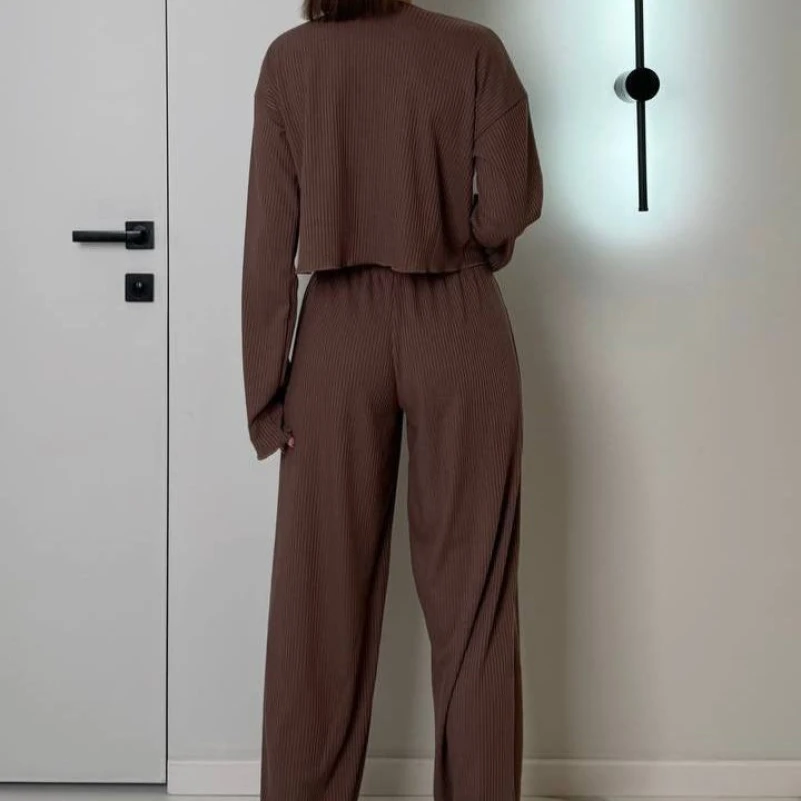 Пижама женская "Ribbed brown" трикотаж - 2