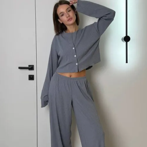 Пижама женская "Ribbed gray" трикотаж - 2
