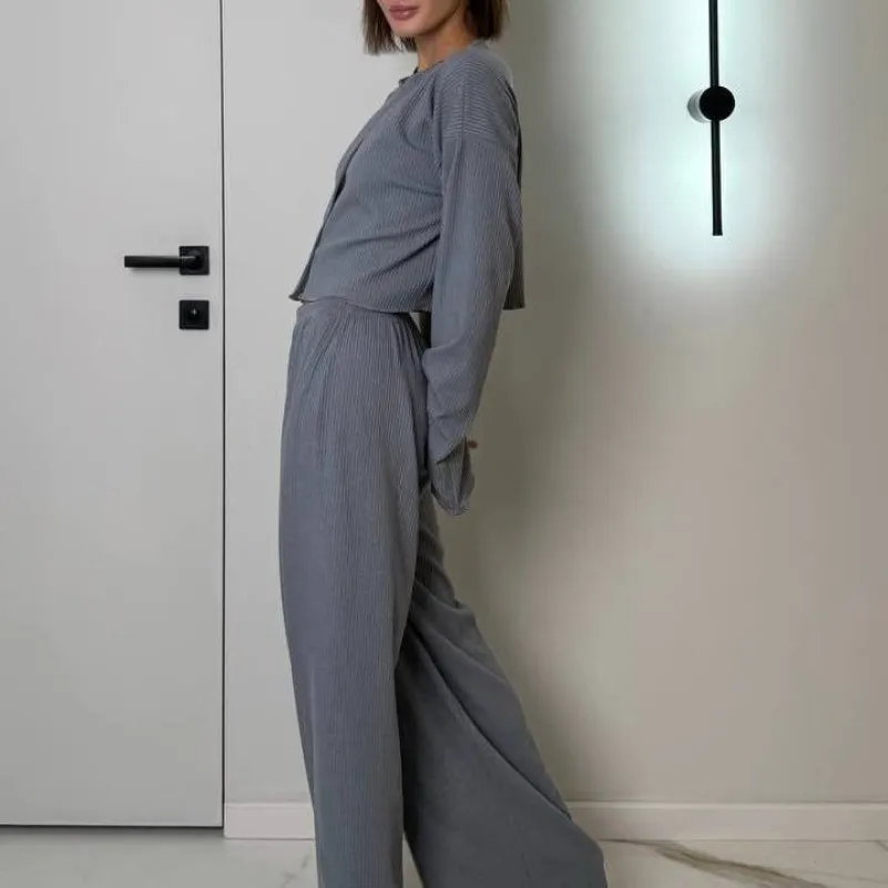 Пижама женская "Ribbed gray" трикотаж - 3