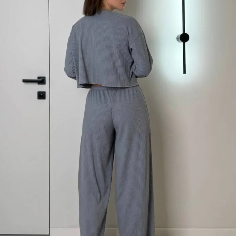 Пижама женская "Ribbed gray" трикотаж - 2