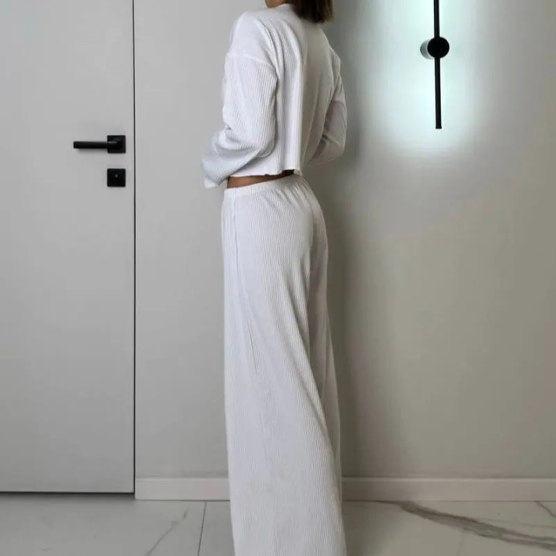 Пижама женская "Ribbed white" трикотаж - 2