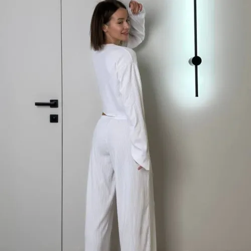 Пижама женская "Ribbed white" трикотаж - 2