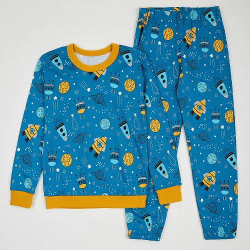 Піжама дитяча для хлопчиків (світшот + штани) "Sleepy Wonders" space