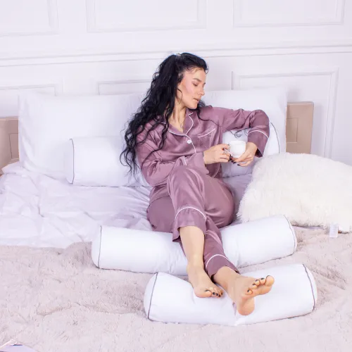 Подушка валик №8105 Naturale Line 11-2107 White (бязь) УЦІНКА