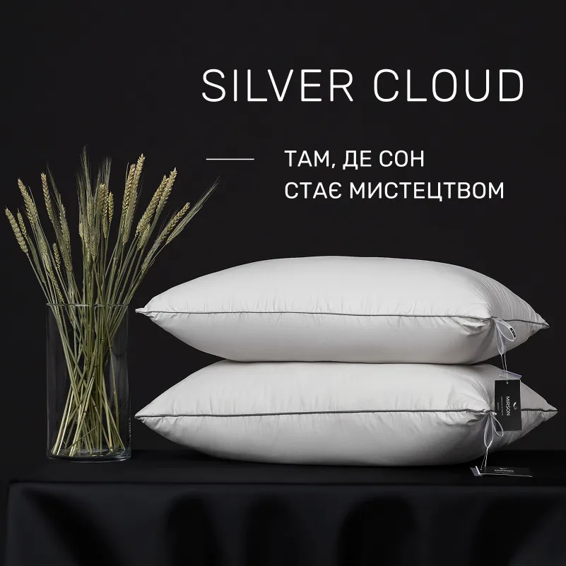 Подушка антиаллергенная  №1004-1 "Silver Cloud" Тенсель (MODAL) (средняя) - 1