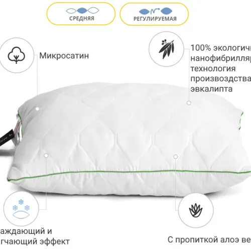 Подушка Eco Line Aloe Vera №615-3 Eucalyptus мікросатин (середня) - 3