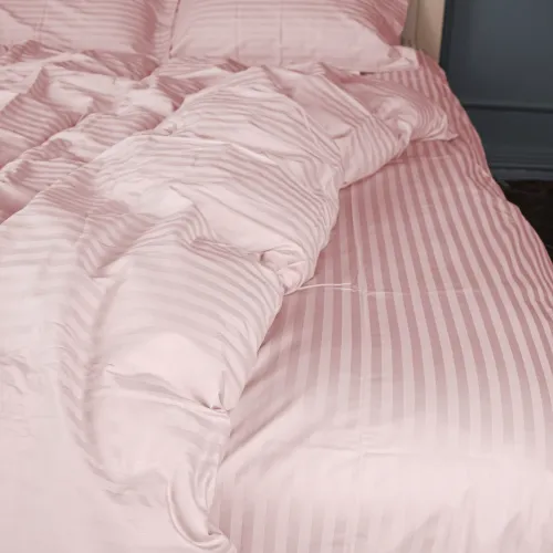 Простирадло на гумці Satin Stripe 30-0007 Pink УЦІНКА