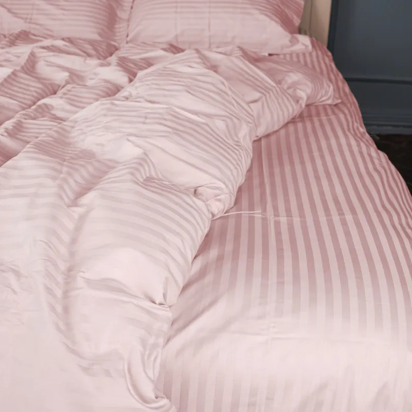 Простирадло на гумці Satin Stripe 30-0007 Pink УЦІНКА