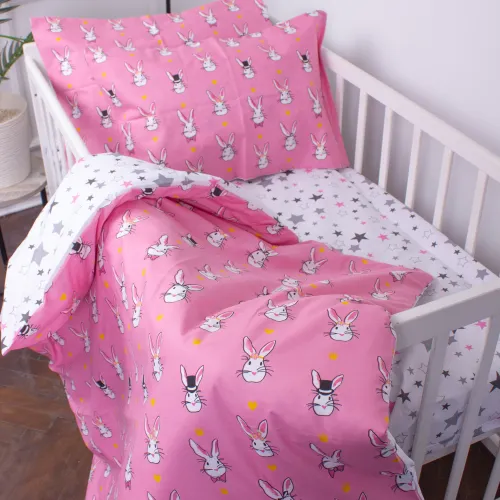 Комплект постельного белья Бязь LITTLE KIDS 17-0528 Bunnies pink - 2
