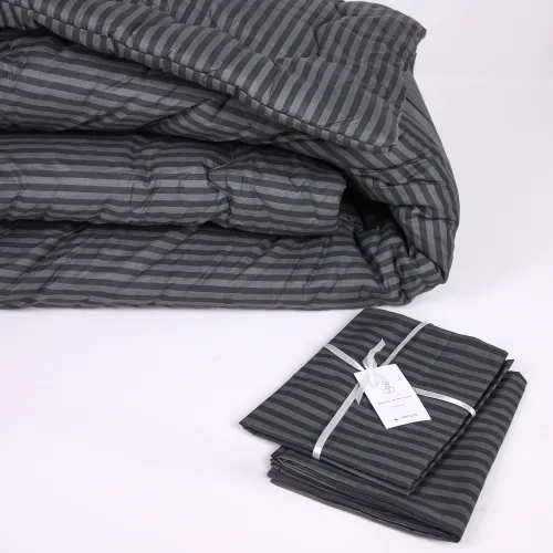 Ковдра антиалергенна №165-5 Сolor Fun Line 17-0611 Stripe Black зимова - 4