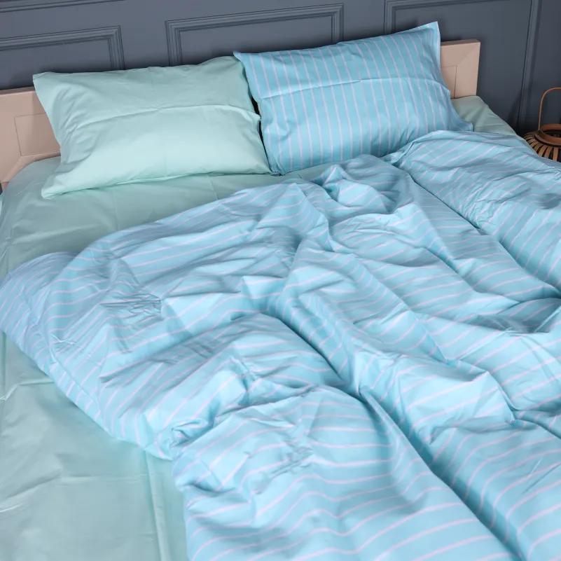 Комплект постільної білизни Сатин 22-1466 Seafoam Stripe