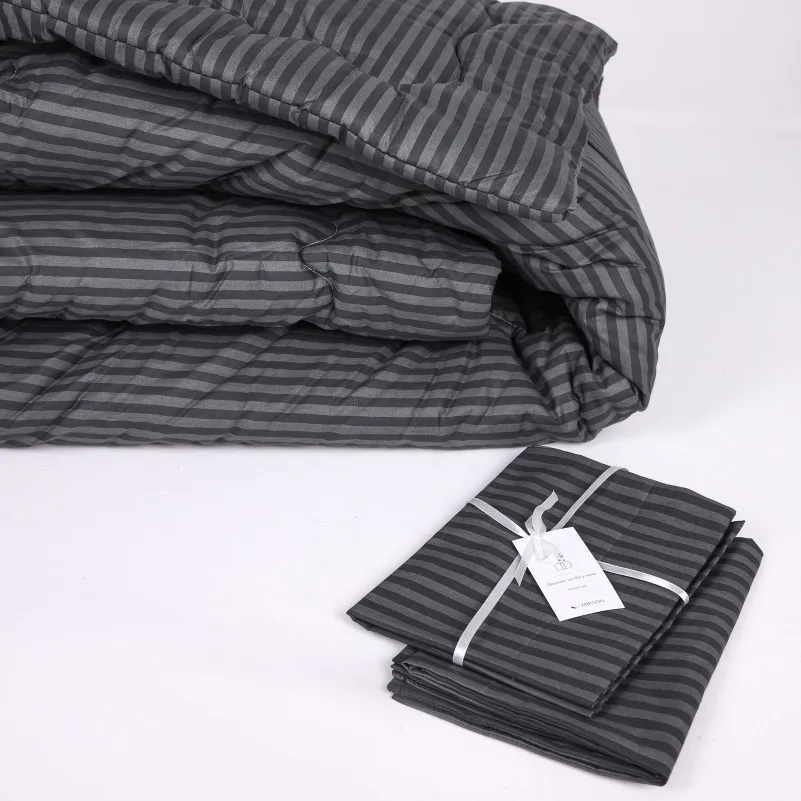 Ковдра антиалергенна №153-3 Сolor Fun Line 17-0611 Stripe Black Tencel (2шт наволочки в подарунок) - 3