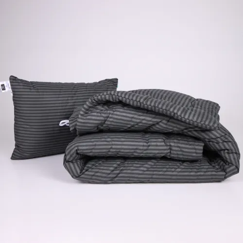 Ковдра антиалергенна №153-3 Сolor Fun Line 17-0611 Stripe Black Tencel (2шт наволочки в подарунок) - 2