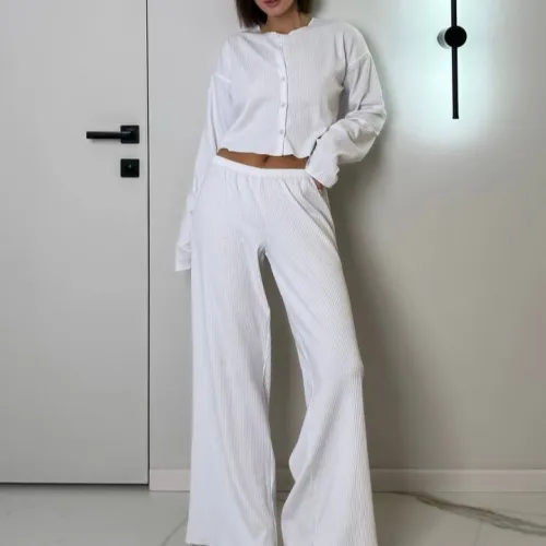 Пижама женская "Ribbed white" трикотаж