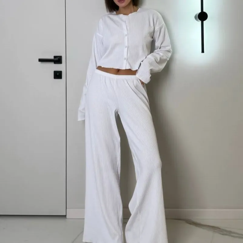 Пижама женская "Ribbed white" трикотаж