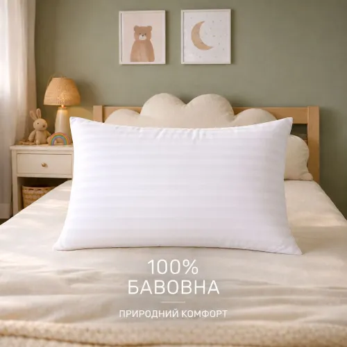 Подушка антиалергенна Kids Time №0118 Сolor Fun Line 17-0605 Stripe White EcoSilk бязь - 2