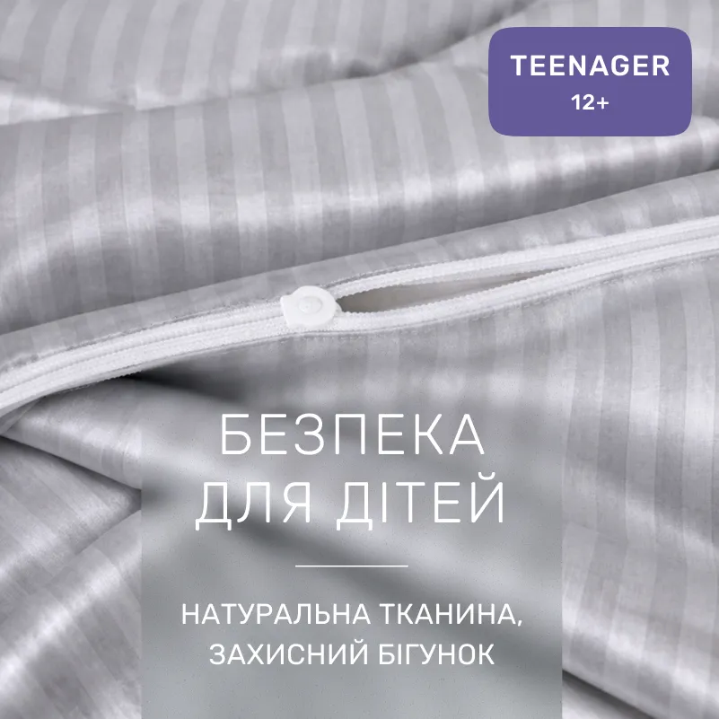 Комплект постельного белья Сатин TEENAGER Satin Stripe 30-0010 Light Gray - 2