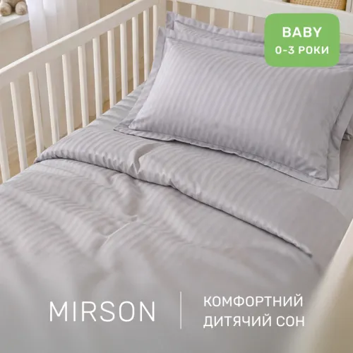 Комплект постельного белья Сатин BABY Satin Stripe 30-0010 Light Gray - 4