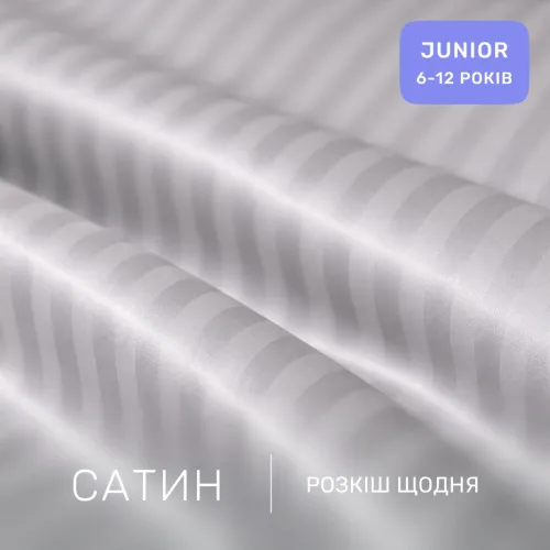 Комплект постельного белья Сатин JUNIOR Satin Stripe 30-0010 Light Gray - 2
