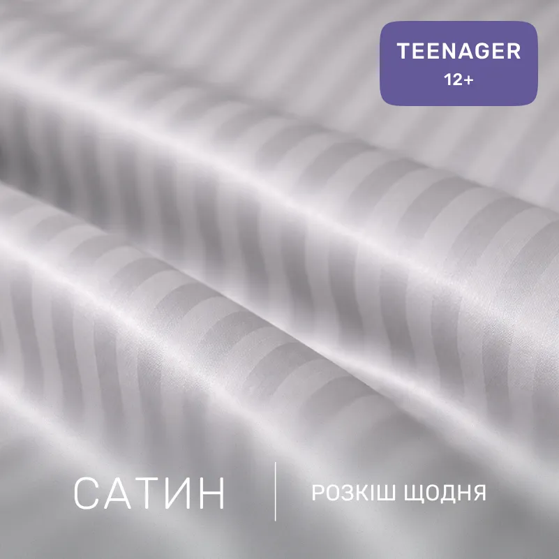 Комплект постельного белья Сатин TEENAGER Satin Stripe 30-0010 Light Gray - 1