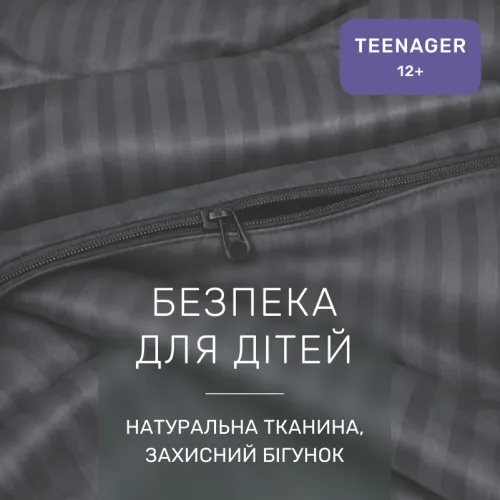 Комплект постельного белья Сатин TEENAGER Satin Stripe 30-0012 Dark Gray - 3