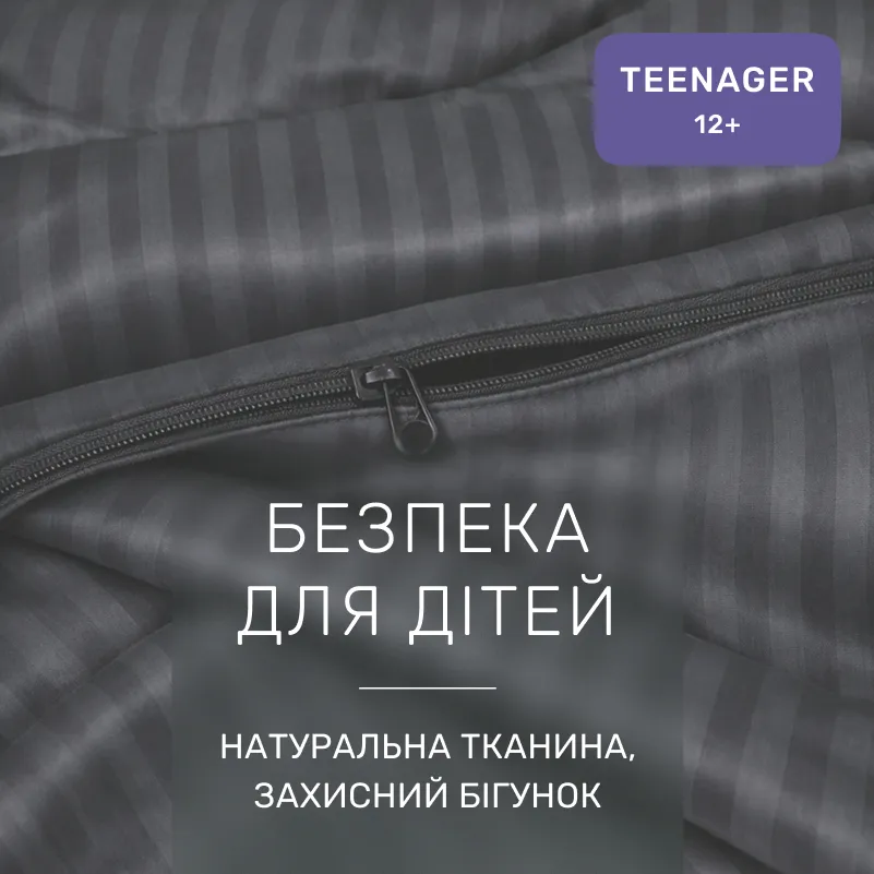 Комплект постельного белья Сатин JUNIOR Satin Stripe 30-0012 Dark Gray - 2