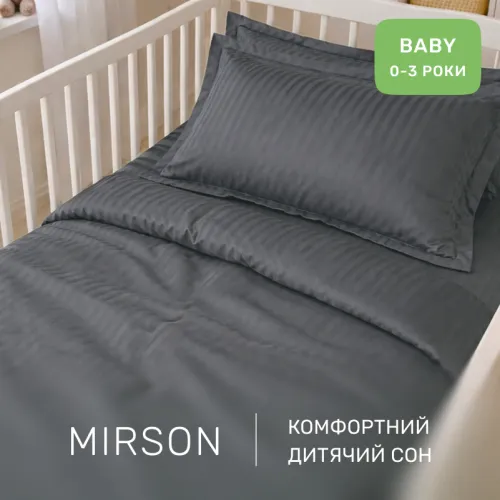 Комплект постельного белья Сатин BABY Satin Stripe 30-0012 Dark Gray - 4