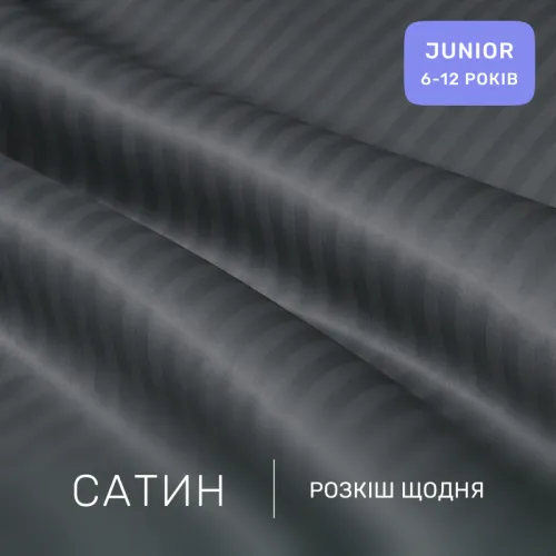 Комплект постельного белья Сатин JUNIOR Satin Stripe 30-0012 Dark Gray - 2