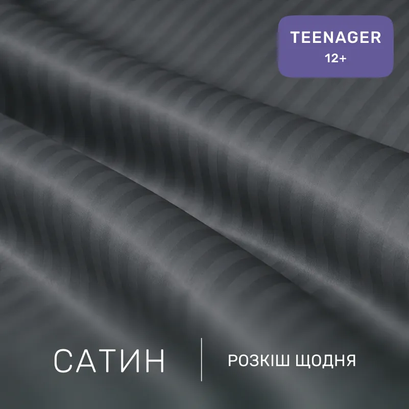 Комплект постельного белья Сатин TEENAGER Satin Stripe 30-0012 Dark Gray - 1