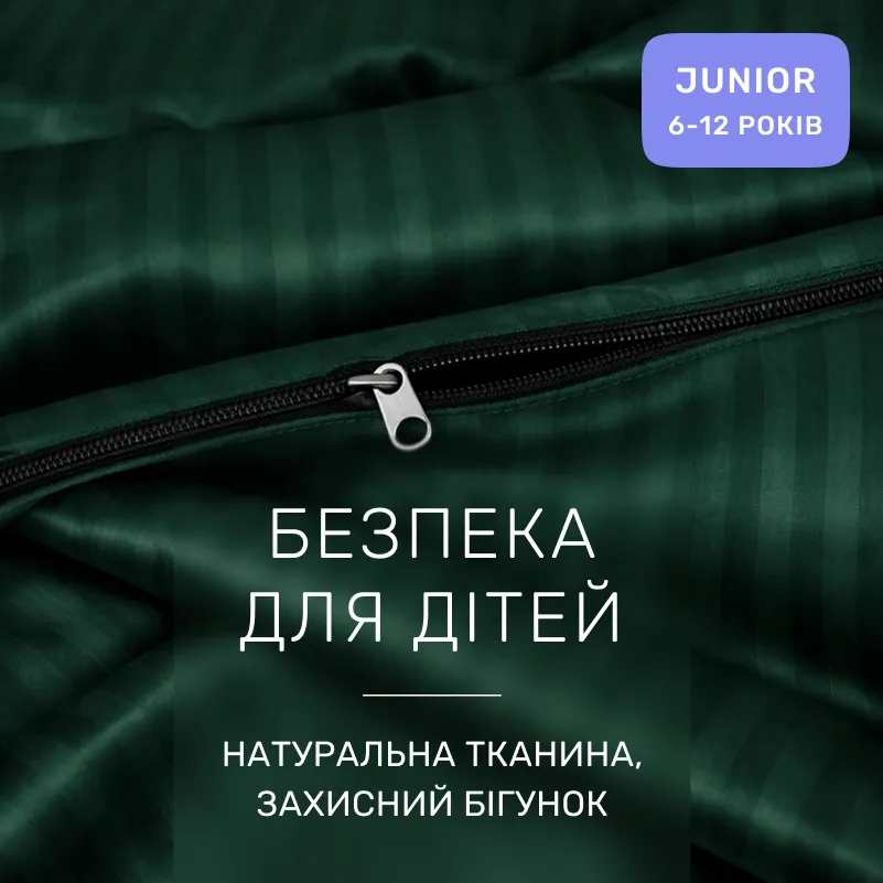 Комплект постельного белья Сатин JUNIOR Satin Stripe 30-0017 Green - 2