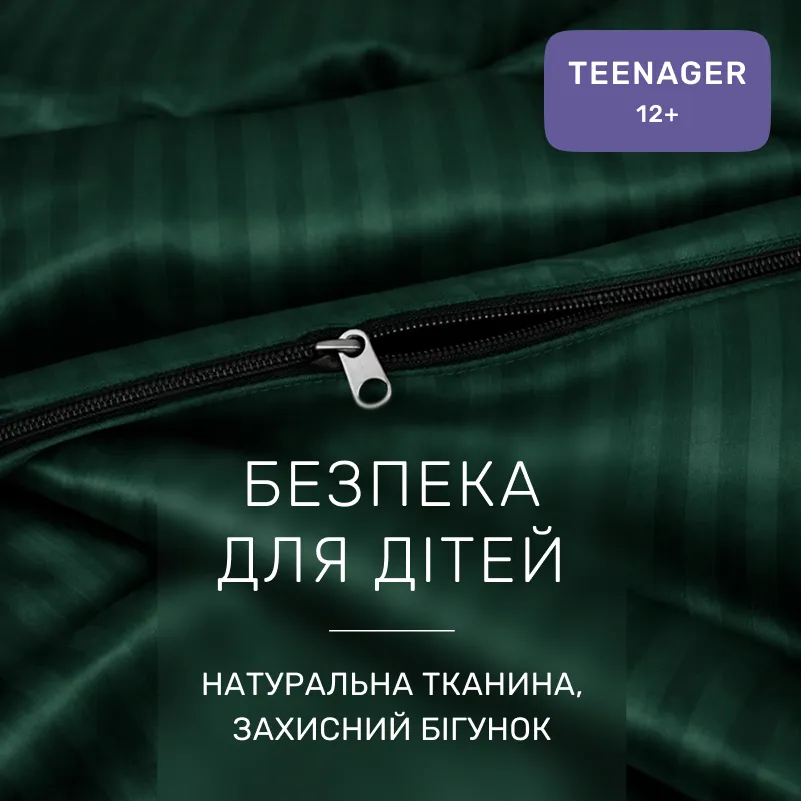 Комплект постельного белья Сатин TEENAGER Satin Stripe 30-0017 Green - 2