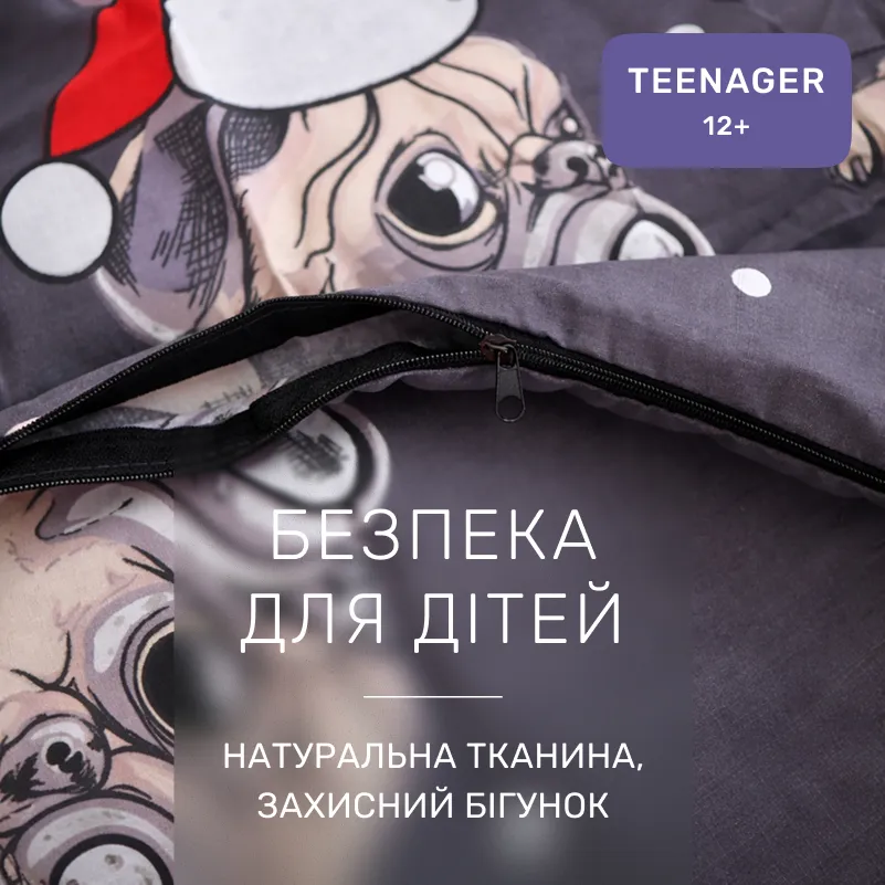 Комплект постельного белья Ranforce Elite TEENAGER 17-0598 New Year's pug - 2