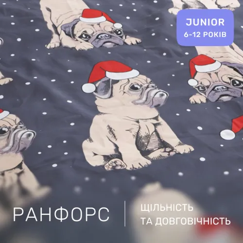 Комплект постельного белья Ranforce Elite JUNIOR 17-0598 New Year's pug - 2
